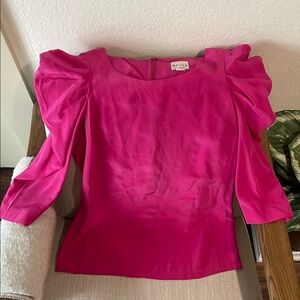 Reiss Fuchsia Puff Sleeve Blouse